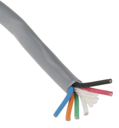 Alpha Wire Cable De Datos Alpha Essentials De 6 Conductores, 0,35 Mm², 22 AWG, Long. 30m, Ø Ext. 5.11mm, Funda De LSZH