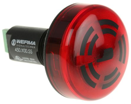 Werma 450 LED Dauer-Licht Summer-Signalleuchte Rot, 24 V