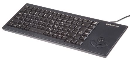 CHERRY Trackball-Tastatur QWERTY (GB) Kabelgebunden Schwarz USB Kompakt, 374 X 139 X 20mm