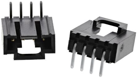 Molex SL Leiterplatten-Stiftleiste Gewinkelt, 4-polig / 1-reihig, Raster 2.54mm, Kabel-Platine, Lötanschluss-Anschluss,