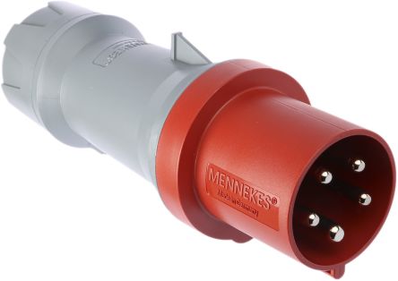MENNEKES, PowerTOP Plus IP44 Red Cable Mount 3P + N + E Industrial Power Plug, Rated At 64A, 400 V