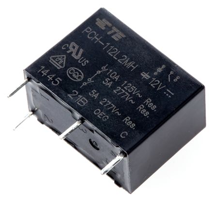 TE Connectivity PCB Mount Power Relay, 12V Dc Coil, 5A Switching Current, SPST