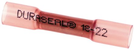 TE Connectivity DuraSeal Kabelspleißverbinder, Stoßverbinder, Rot, 22 → 18 AWG, Ø 3.7mm