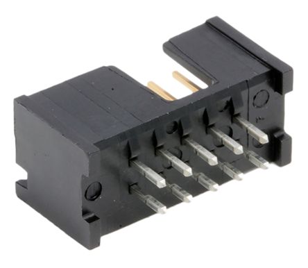 TE Connectivity AMP-LATCH Series Straight Through Hole PCB Header, 10 Contact(s), 2.54mm Pitch, 2 Row(s), Shrouded