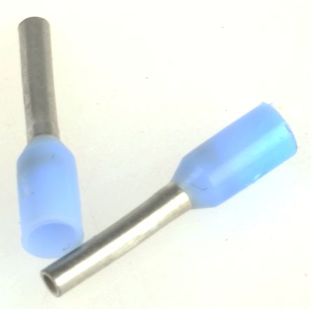 TE Connectivity Aderendhülsen Bis 0.25mm², Stift ø 1.1mm, Blau, Kunststoff, 6mm, 10mm, Isoliert, 23AWG Max.
