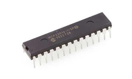 Microchip 16通道I/O扩展器, I2C接口, SPDIP封装, 通孔安装