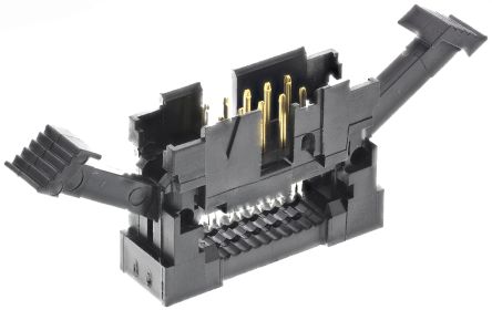 TE Connectivity AMP-LATCH IDC-Steckverbinder Stecker, Abgewinkelt, 10-polig / 2-reihig, Raster 2.54mm