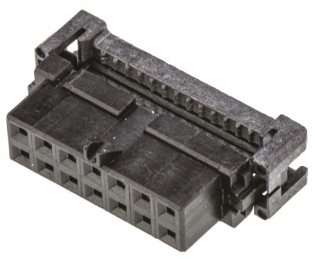 TE Connectivity AMP-LATCH IDC-Steckverbinder Buchse, Gewinkelt, 14-polig / 2-reihig, Raster 2.0mm
