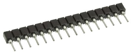 TE Connectivity 16 Way Straight Through Hole 2.54mm SIL Socket, Solder, 1A