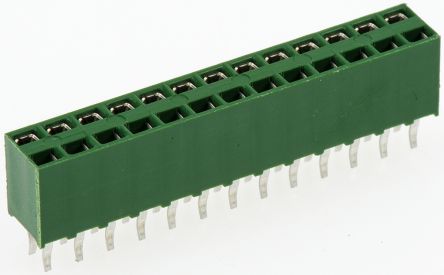 TE Connectivity AMPMODU HV100 Series Straight Through Hole Mount PCB Socket, 26-Contact, 2-Row, 2.54mm Pitch, Solder