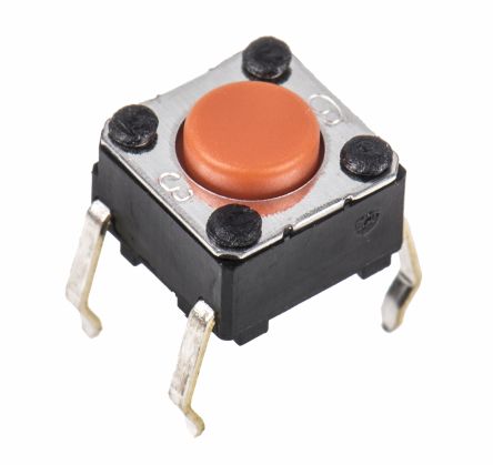Omron Orange Plunger Tactile Switch, SPST 50 MA @ 24 V Dc 0.9mm Through Hole