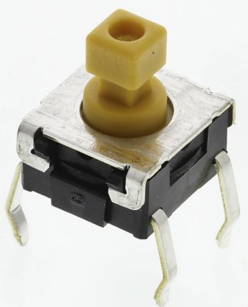 Omron Interruptor Táctil Tipo Émbolo, Amarillo, Contactos SPST 7.3mm, Montaje En Orificio Pasante