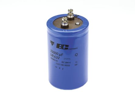 Vishay Condensador Electrolítico Serie 106 PED-ST, 33000μF, -10 To +30%, 63V Dc, Mont. Roscado, 65 (Dia.) X 105mm