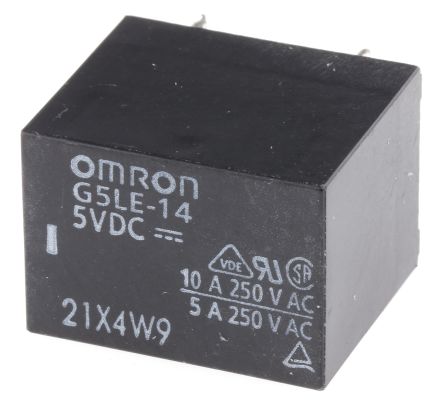 Omron G5LE Monostabiles Relais, Printrelais 1-poliger Schließer - Schließer 10A 5V Dc Spule