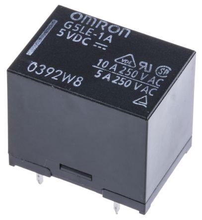 Omron PCB Mount Power Relay, 5V Dc Coil, 10A Switching Current, SPST