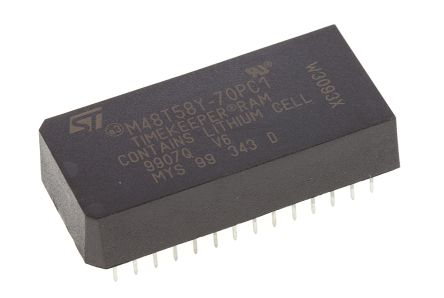 STMicroelectronics RTC芯片, 可用作备用电池、日历、芯片取消选择、转移、写入保护, PCDIP封装, 并行总线, 最大电压5.5 V, 通孔安装, 28引脚