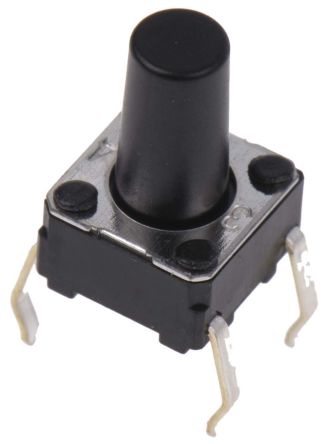 Omron Plunger Tactile Switch, SPST 50 MA @ 24 V Dc 6.1mm Through Hole