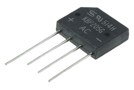 Taiwan Semiconductor Brückengleichrichter, 1-phasig 2A 600V THT 1.2V KBP 4-Pin 10μA