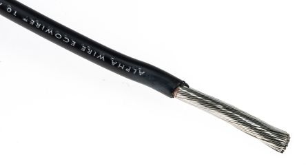 Alpha Wire Einzeladerleitung 5,2 Mm², 10 AWG 30m Schwarz MPPE Isoliert Ø 3.66mm 105/0,25 Mm Litzen UL11028