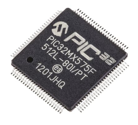 Microchip Mikrocontroller PIC32MX PIC 32bit SMD 512 KBit TQFP 100-Pin 80MHz 64 KBit RAM USB