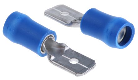 JST FVDDM Flachsteckhülse, Blau, Isoliert, 6.3 X 0.8mm, Stecker, 1mm² - 2.6mm², 16AWG Min