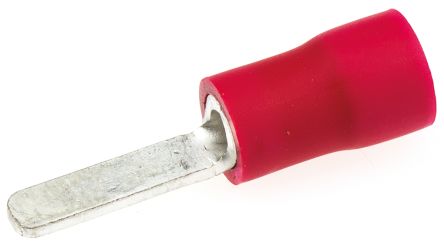 JST AF Kabelschuh Flachstift Stecker, Isoliert, Rot, L. 10mm, D. 0.8mm, Ummantelt