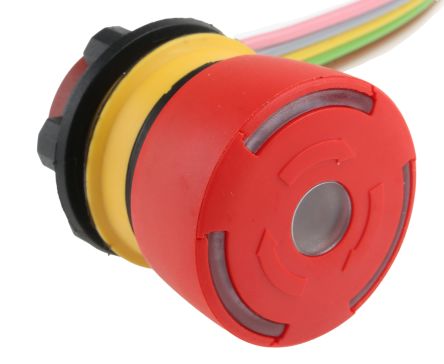EAO 84 Series Twist Release Illuminated Emergency Stop Push Button, Panel Mount, 22.5mm Cutout, 2NC, IP65