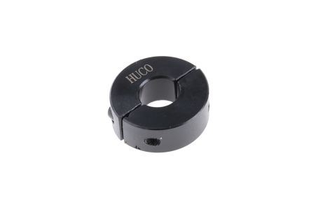 Huco 轴环, 10mm轴直径, 两件, 夹紧螺丝, 黑色氧化, 钢, 24mm外径, 9mm宽度