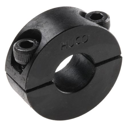 Huco 轴环, 12mm轴直径, 两件, 夹紧螺丝, 黑色氧化, 钢, 28mm外径, 11mm宽度