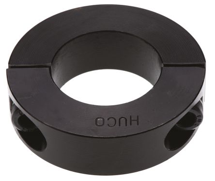 Huco 轴环, 30mm轴直径, 两件, 夹紧螺丝, 黑色氧化, 钢, 54mm外径, 15mm宽度