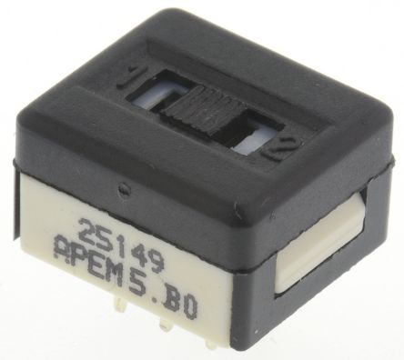 APEM Interruptor De Actuador Deslizante DPDT, On-Off-On, 1 A A 30 V Dc, Montaje En PCB