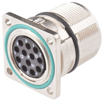 Amphenol Industrial Amphenol Circular Connector, 12 Contacts, Panel Mount, M23 Connector, Socket, Male, IP67, MotionGrade Series