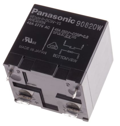 Panasonic PCB Mount Power Relay, 9V Dc Coil, 48A Switching Current, SPST