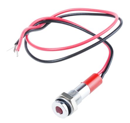 RS PRO Indicatore Da Pannello Rosso A LED, 12V Cc, IP67, A Filo, Foro Da 6mm
