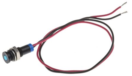 RS PRO Blue Panel Mount Indicator, 2V Dc, 6mm Mounting Hole Size, Lead Wires Termination, IP67