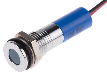 RS PRO 蓝色LED面板指示灯, 12V 直流, 20mA, IP67, 8mm安装孔径