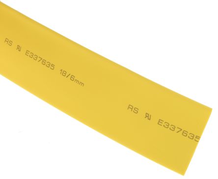 RS PRO 聚烯烃热缩管, 18mm直径, 3m长, 黄色, 3:1