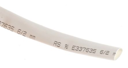 RS PRO Wärmeschrumpfschlauch, Polyolefin Weiß, Ø 6mm Schrumpfrate 3:1, Länge 7m