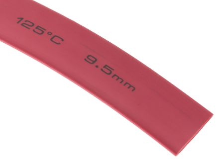 RS PRO Tubo Termorretráctil De Poliolefina Rojo, Contracción 2:1, Ø 9.5mm, Long. 6m