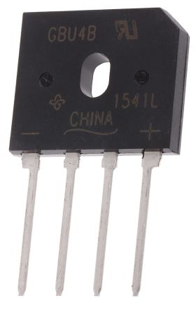 Vishay Brückengleichrichter, 1-phasig 4A 100V THT 1V GBU 4-Pin 5μA Siliziumverbindung