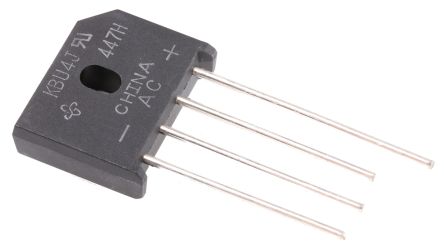 Vishay Brückengleichrichter, 1-phasig 4A 600V THT 1V KBU 4-Pin 5μA Siliziumverbindung