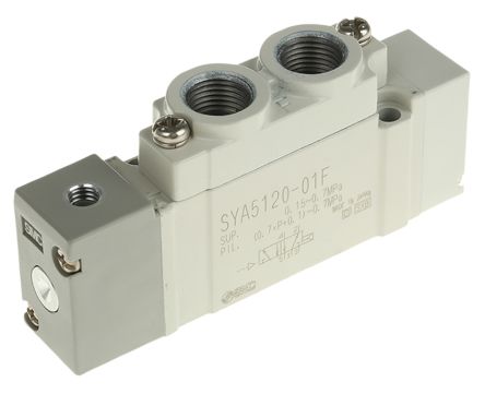 SMC 气动电磁阀, SYA5000系列, G 1/8接口, 独立安装, 578NL/min, 5/2通道