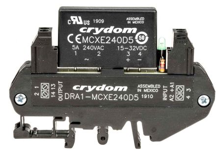 Sensata / Crydom DRA1-MCX Halbleiter-Interfacerelais, 5 A Effektivwert Max., DIN-Schienen 15 Vdc Min. 280 V Ac Max. /