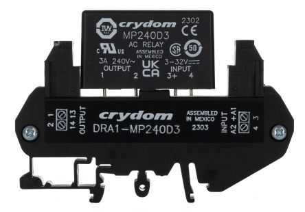 Sensata / Crydom DRA Series Solid State Interface Relay, 32 V Control, 3 A Rms Load, DIN Rail Mount