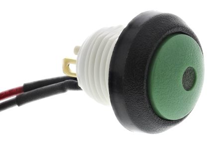 ITW Switches 绿色按钮开关, 面板安装, 瞬时操作, 面板开孔直径13.6mm, 带指示灯, 单刀单掷