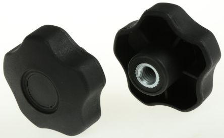 RS PRO Black Multiple Lobes Clamping Knob, M10, Threaded Hole