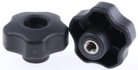 RS PRO Black Multiple Lobes Clamping Knob, M8, Threaded Hole