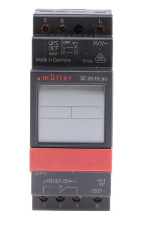 Muller DIN导轨定时开关, 数字开关, 1通道, 230 V 交流电源, 单刀双掷