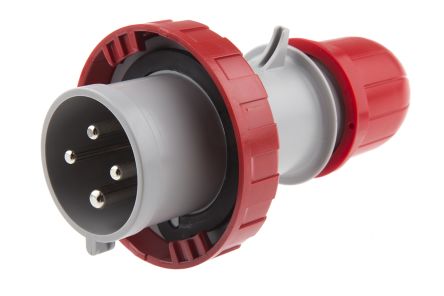 Scame Industrieller Stromversorgungssteckverbinder-Adapter Stecker Rot 3P + E, 415 V / 32A, Kabelmontage IP66, IP67