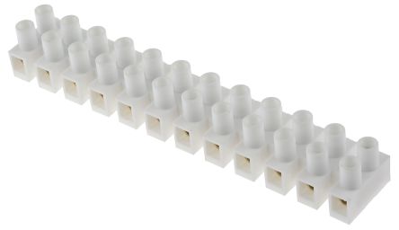 RS PRO Non-Fused Terminal Block, 12-Way, 20A, 10 AWG Wire, Screw Down Termination